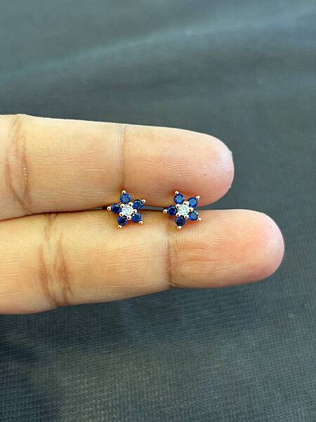 Silver blue bells stud with rosegold finish