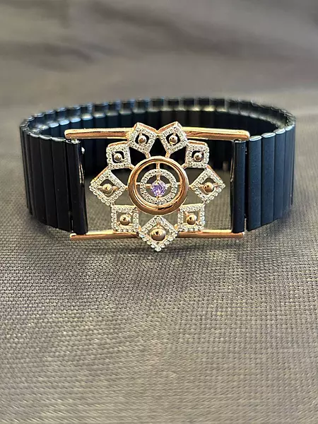 Silver zara wristband with rosegold finish