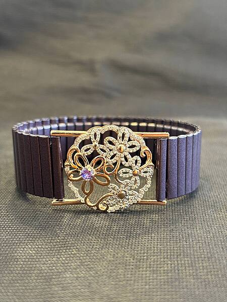 Silver mythili wristband with rosegold finish