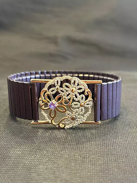 Silver mythili wristband with rosegold finish