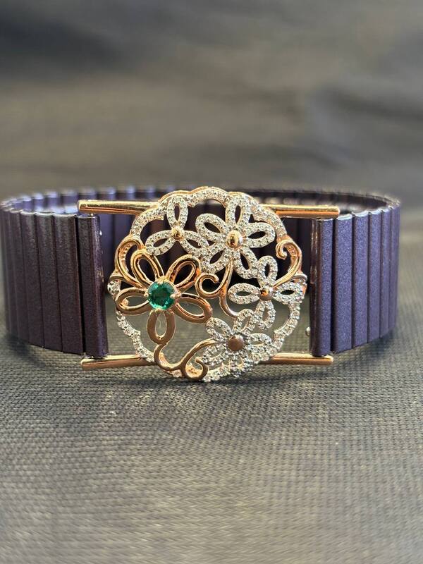 Silver pachai nirame wristband with rosegold finish