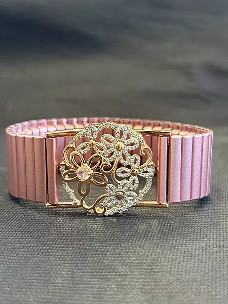 Silver pinky wristband with rosegold finish