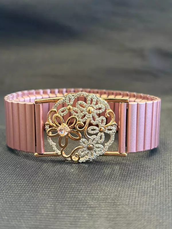 Silver pinky wristband with rosegold finish
