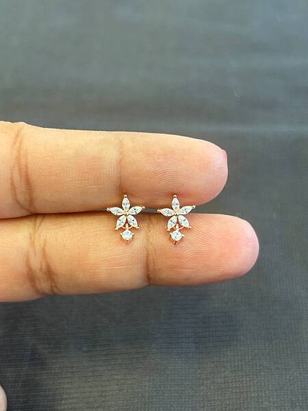 Silver flower white drop with rosegold finish
