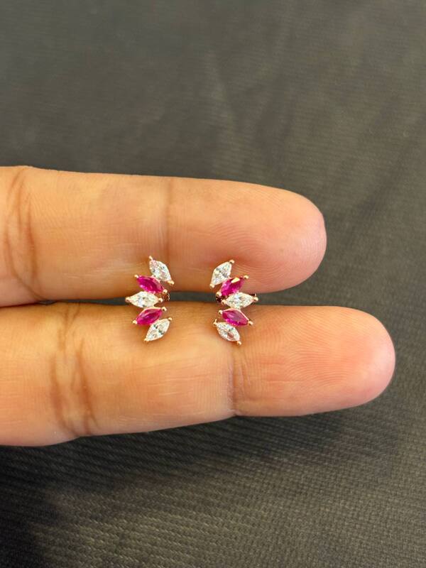 Silver pink white helix std with rosegold finish