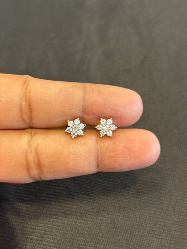 Silver stone anicham stud with rosegold finish