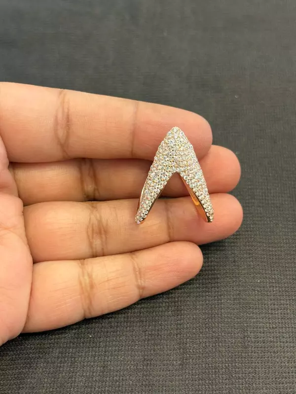 Silver look alike vangi ring with rosegold finish