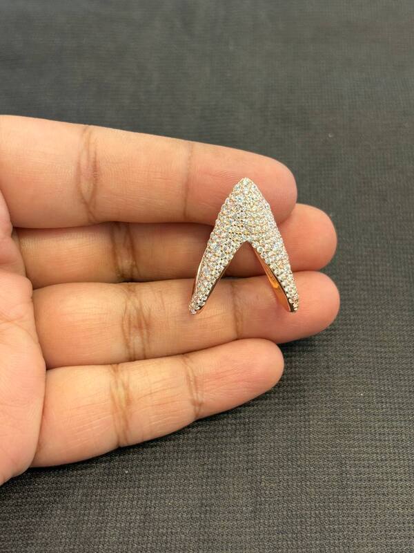 Silver look alike vangi ring with rosegold finish