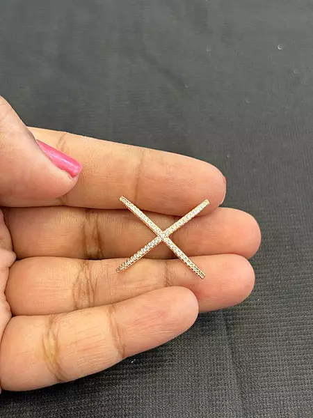Silver X vangi ring with rosegold finish