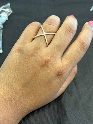 Silver X vangi ring with rosegold finish