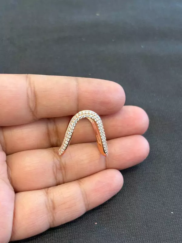 Silver double line vangi ring with rosegold finish