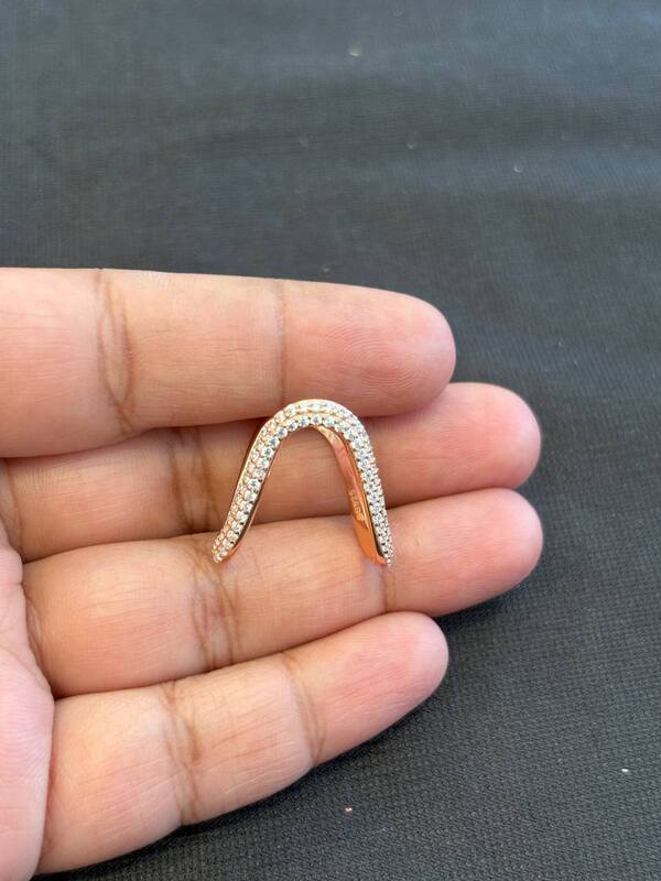 Silver double line vangi ring with rosegold finish