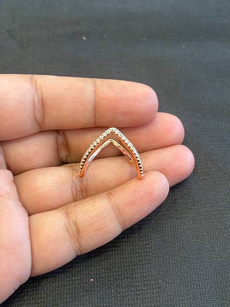 Silver single vangi ring with rosegold finish