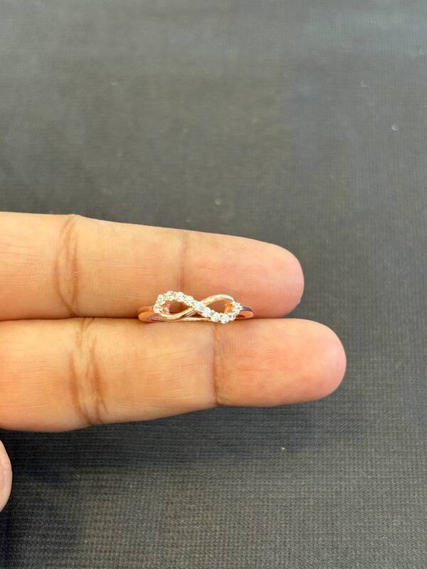Silver infinity adjustable ring with rosegold finish