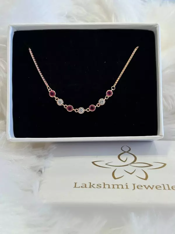 Silver red with white with rosegold finish