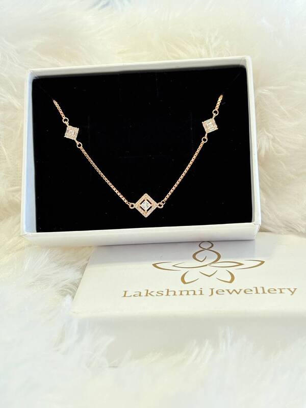 Silver square bracelet with rosegold finish