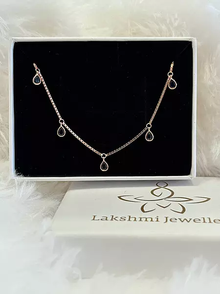Silver blue thilagam bracelet with rosegold finish