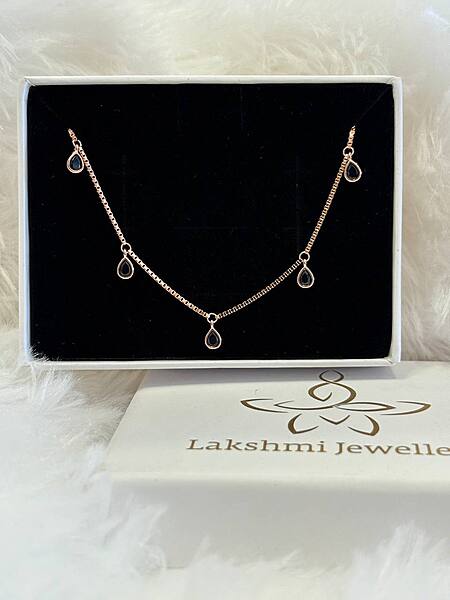 Silver blue thilagam bracelet with rosegold finish