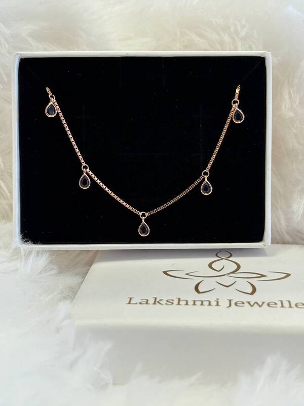 Silver blue thilagam bracelet with rosegold finish