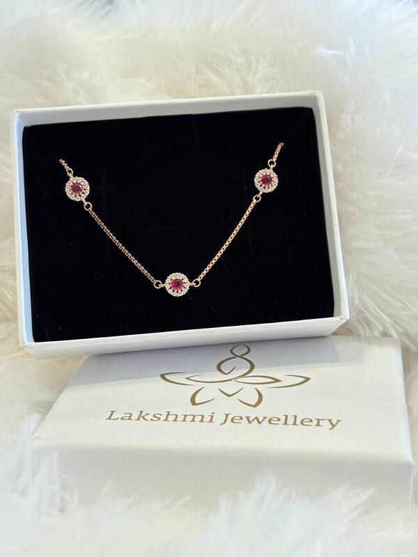 Silver red round bracelet with rosegold finish