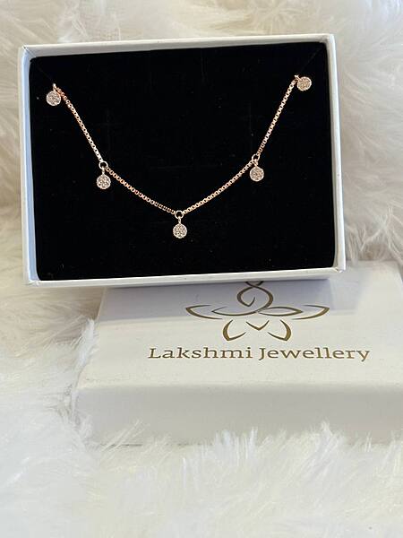 Silver round charms bracelet with rosegold finish