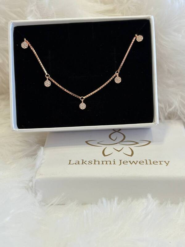 Silver round charms bracelet with rosegold finish