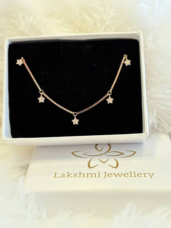 Silver star charms bracelet with rosegold finish