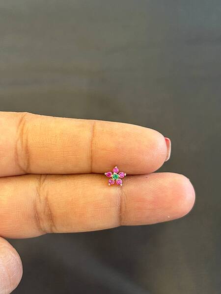 Silver deepthi nosepin with rosegold finish (SINGLE PIECE)