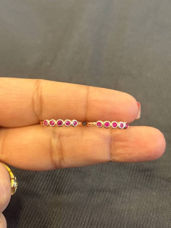 Silver pink stonee toe ring with rosegold finish