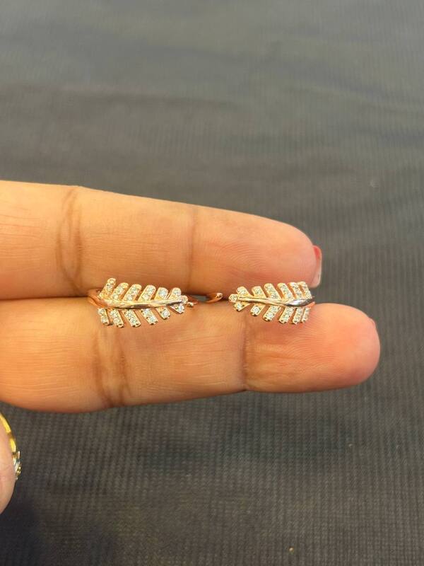 Silver leafy toe ring with rosegold finish