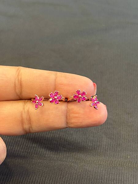 Silver pink double flower with rosegold finish