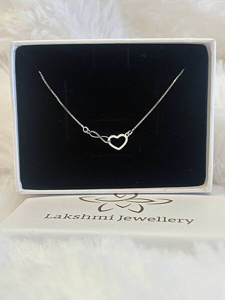 Silver infinity heart chain