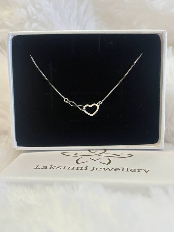 Silver infinity heart chain