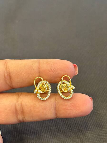 Silver rupali stud with gold finish