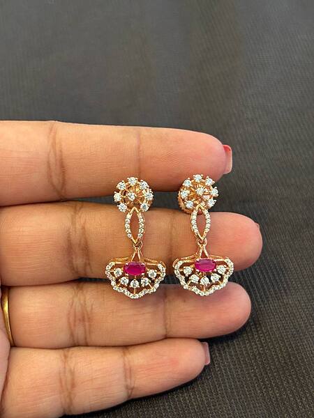 Silver tanvi stud with rosegold finish