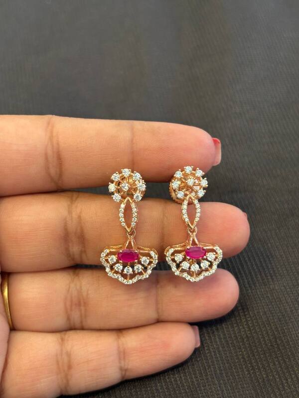 Silver tanvi stud with rosegold finish