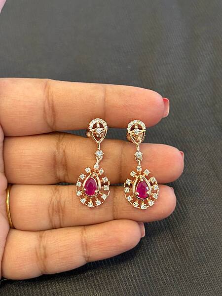 silver sira stud with rose gold finish