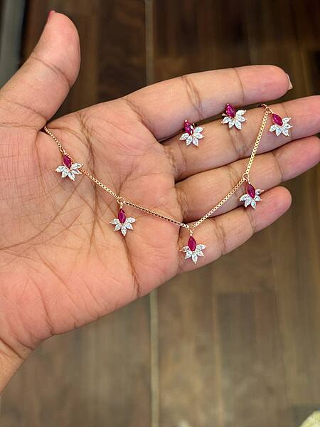 silver charm flora chain with rosegold finish