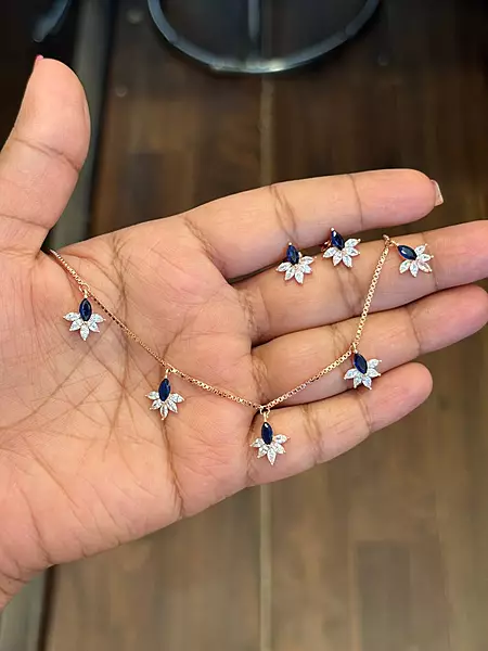 silver charm flora charm blue chain with rosegold finish