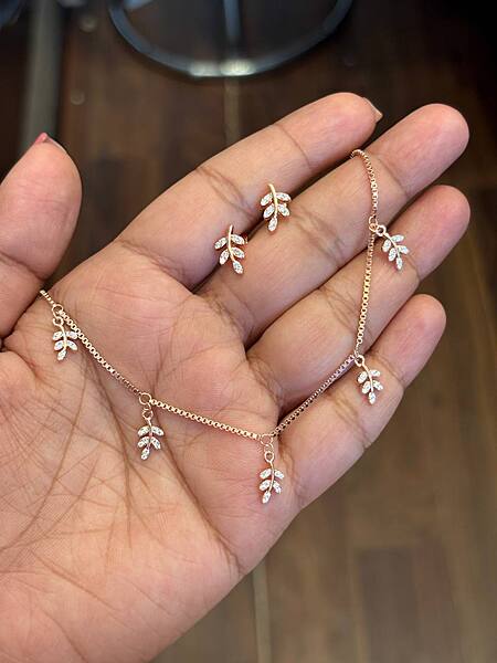 silver olivia charm chain with rosegold finish