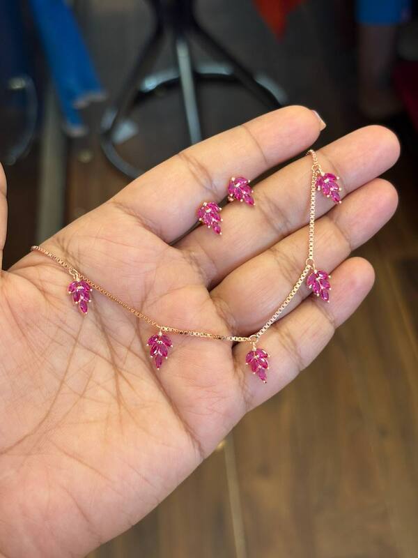 Silver zara pink with rosegold finish