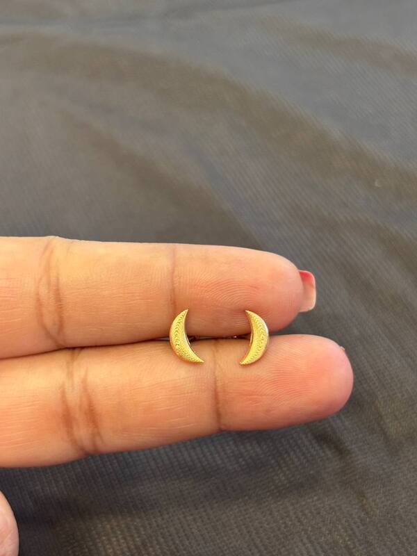 Silver moon stud with gold finish