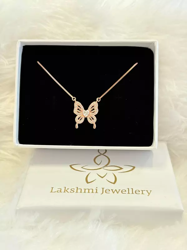 Silver butterflyy1 chain with rosegold finish