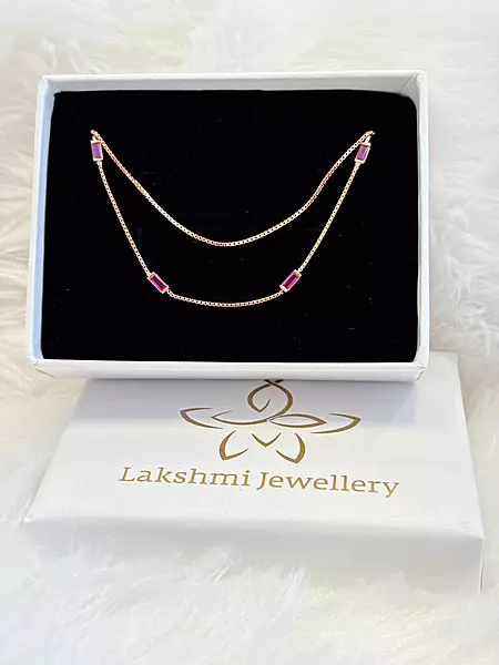 Silver pinky double layer chain with rosegold finish