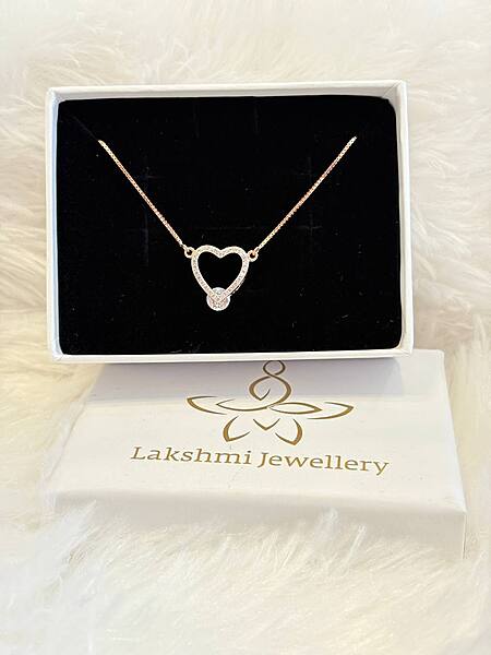 Silver whole heart chain with rosegold finish