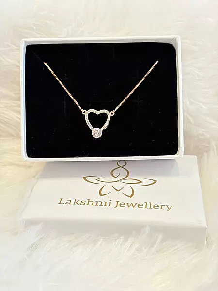 Silver whole heart chain with rosegold finish