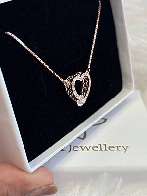 Silver whole heart chain with rosegold finish