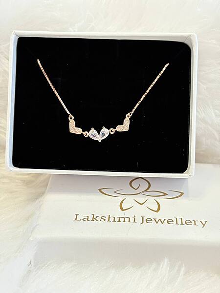 Silver triple heart chain with rosegold finish