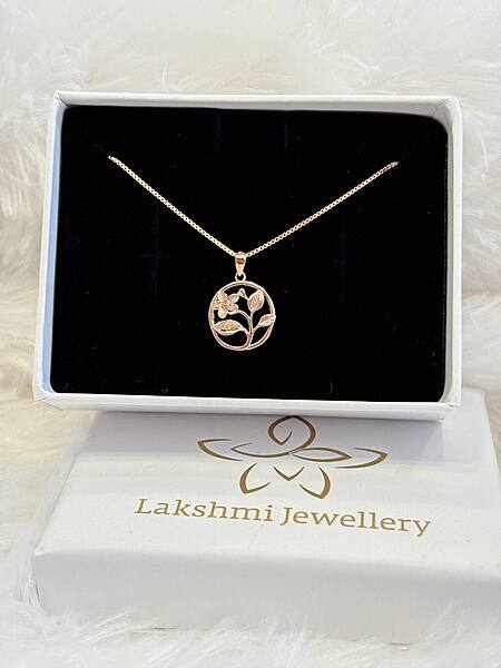 Silver round malar chain with rosegold finish