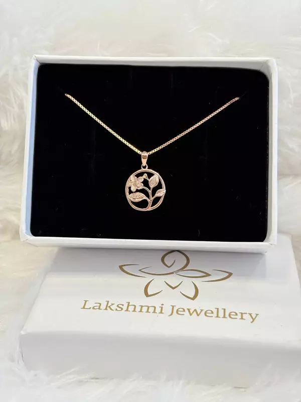 Silver round malar chain with rosegold finish